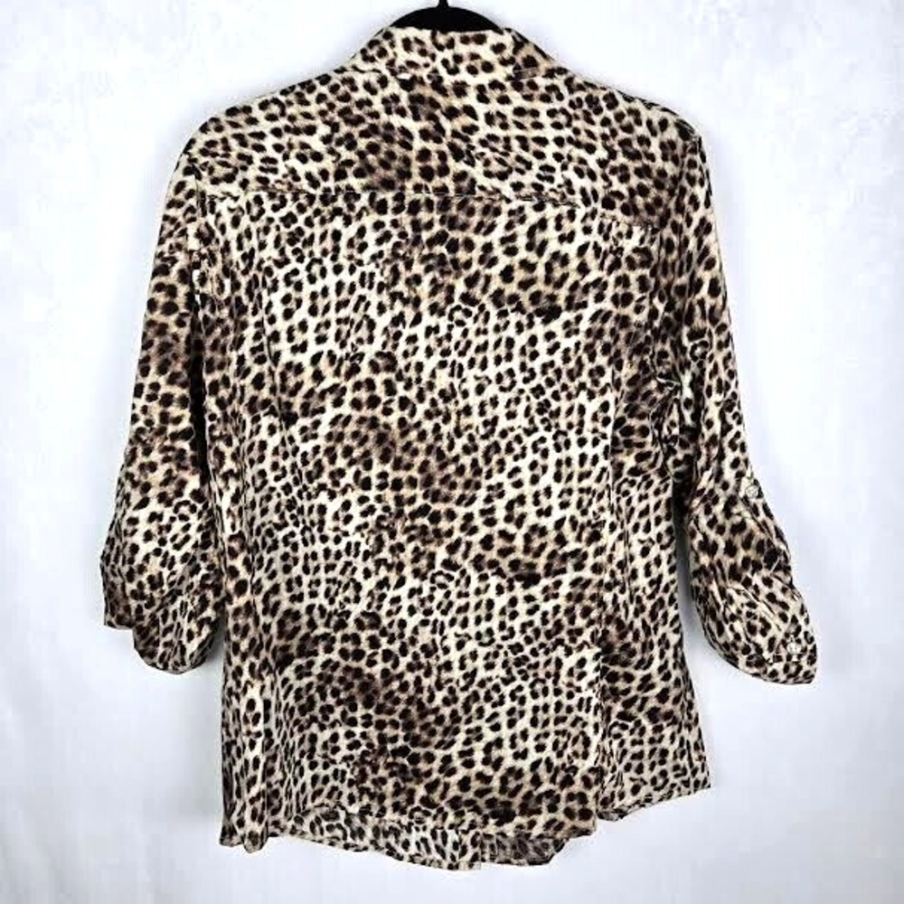 Sami & Jo Animal‎ Print Leopard Shirt Jacket Women XL Roll Tab Sleeve - Picture 4 of 7